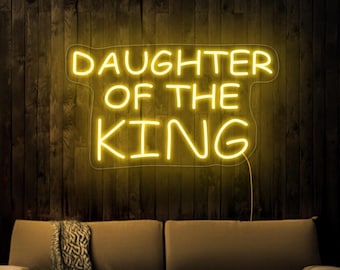 Daughter of the king neon sign, Christian neon sign, Religious neon sign decor, Christian gift, Girls neon sign, Christian wall art decor