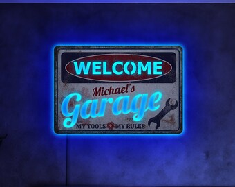 Personalized Garage Neon Sign, Custom Garage Name LED Sign, Garage Name Sign, Man Cave Neon Sign, Garage Led Sign, Name Garage Sign