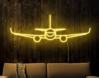 Airplane neon sign, Aircraft neon sign, Aviation neon sign, Kids room neon sign, Aviation decor, Game room neon, Airplane wall art decor