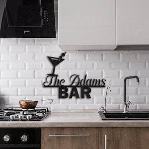 Custom bar sign for home bar, Bar name sign, Personalized bar sign, Home bar signs personalized, Martini glass bar sign, Cocktails bar sign