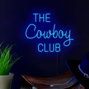 The cowboy club neon sign, Western neon sign, Rodeo neon sign decor, Cowboy room sign, Man cave neon sign decor, Cowboy club wall art decor