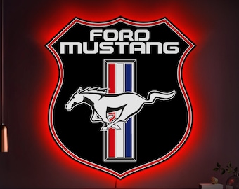 Mustang Neon Light, Muscle Car Wall Sign, Classic Car Wall Art, Led Mustang Wall Decor, Garage Neon Sign, Car Lover Room Light