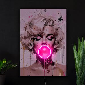 Marilyn Monroe neon sign, Monroe bubble gum sign, Marilyn Monroe pop art artwork, Bubble gum pop art decor, Marilyn Monroe wall art decor
