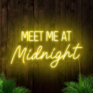 Meet me at midnight neon sign, Dreamy neon sign, Romantic neon sign, Neon sign bedroom decor, Midnight wall art decor, Dreamy wall art decor image 1