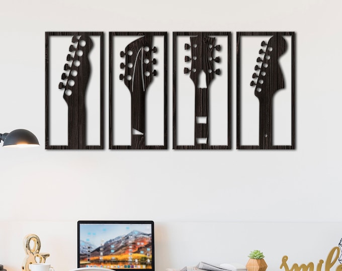 Guitar wood wall decor, Guitar art wall hanging, Guitar riff wall decor, Music studio wall art wood, Musical instrument wall art