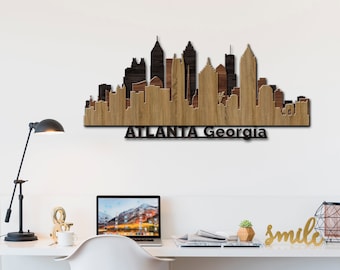 Atlanta georgia skyline wood,Atlanta skyline wall art,Atlanta skyline wall decor,Atlanta wood sign,Atlanta wall art,Atlanta wall decor