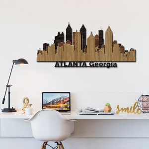 Atlanta georgia skyline wood,Atlanta skyline wall art,Atlanta skyline wall decor,Atlanta wood sign,Atlanta wall art,Atlanta wall decor