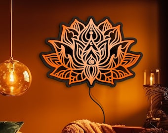 Lotus led light, Lotus neon sign, Mandala led, Lotus flower lamp, Mandala night light, Lotus wall decor, Lotus wall hanging,Lotus flower art