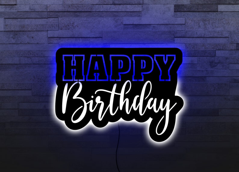 Happy Birthday Neon Sign Happy Birthday Neon Lights Happy Etsy