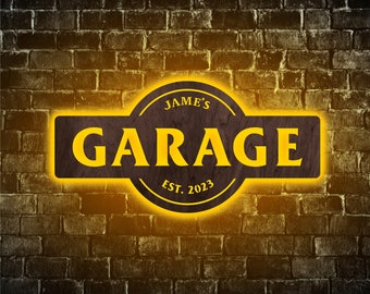Custom garage neon sign, Garage sign personalize with lights, Garage led wall decor, Garage light sign, Custom garage sign large
