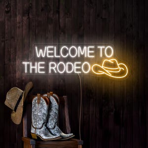 Welcome to the rodeo neon sign, Cowgirl neon sign, Western neon sign, Cowboy neon sign decor, Rodeo gift, Cowgirl decor, Rodeo art decor