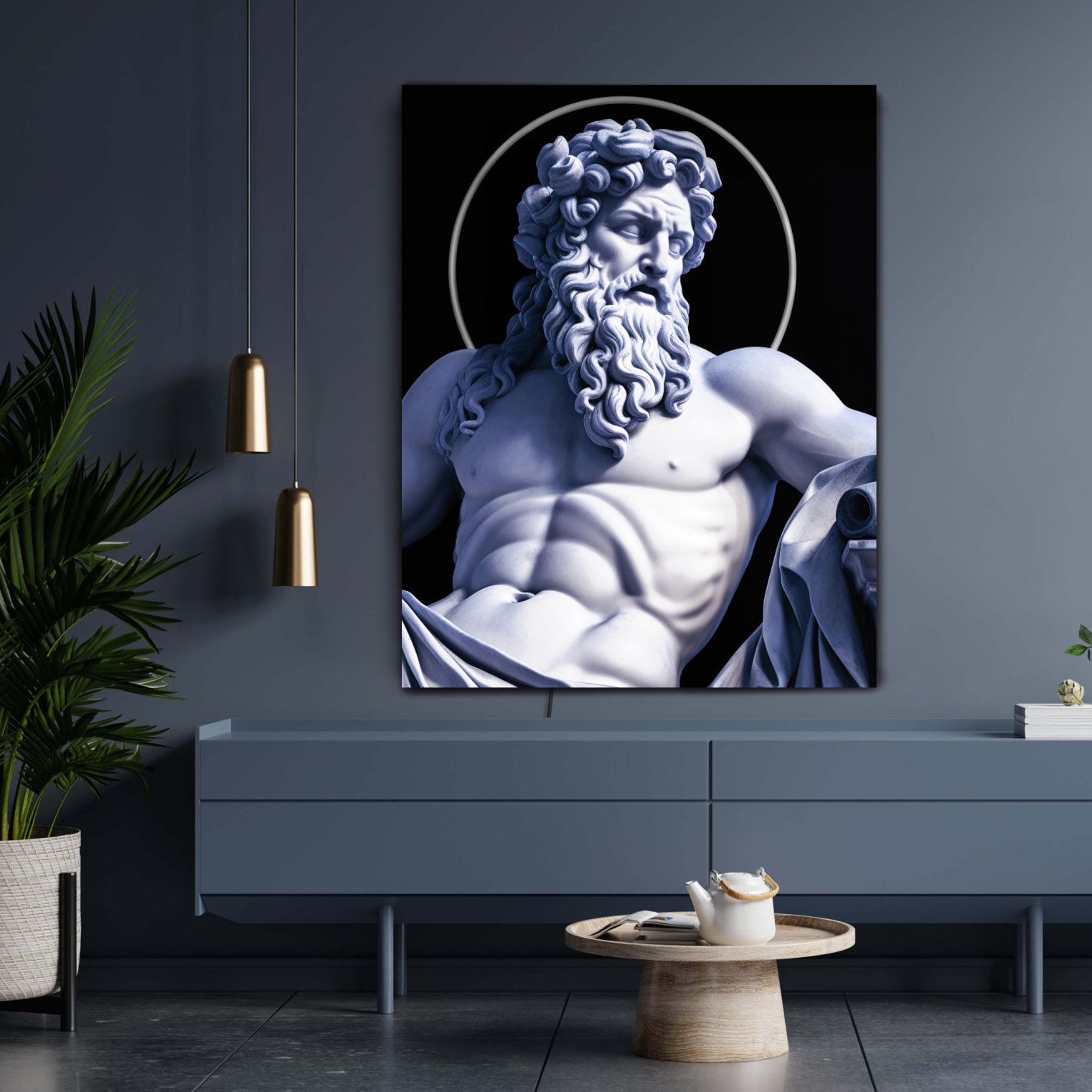 Statue Neon Sign, Greek God Sign, Zeus Neon Sign, Modern Painting