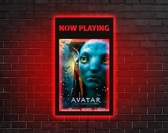 Movie poster neon sign, Movie poster neon light, Movie poster light box, Movie poster frame, Theater Decor neon, Now playing neon sign