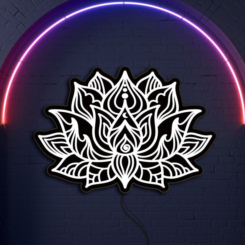 Lotus Neon Sign, Lotus Led Sign, Mandala Neon Sign, Lotus Flower Light