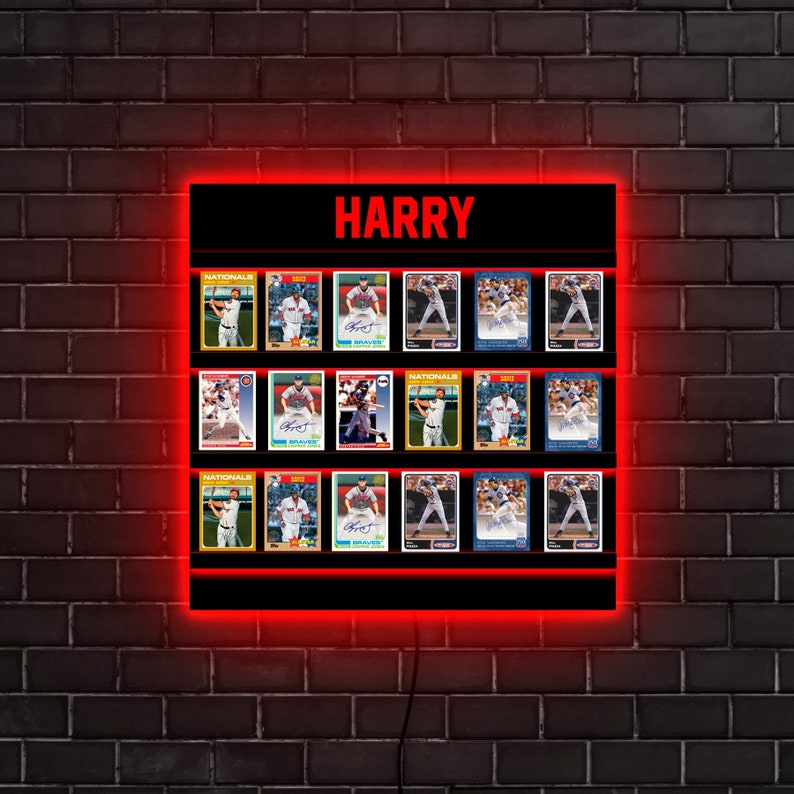 Sports card display wall shelf,Card led display stand,Display shelf lighted,Led display shelf,Trading card display shelf,Sports card storage image 1