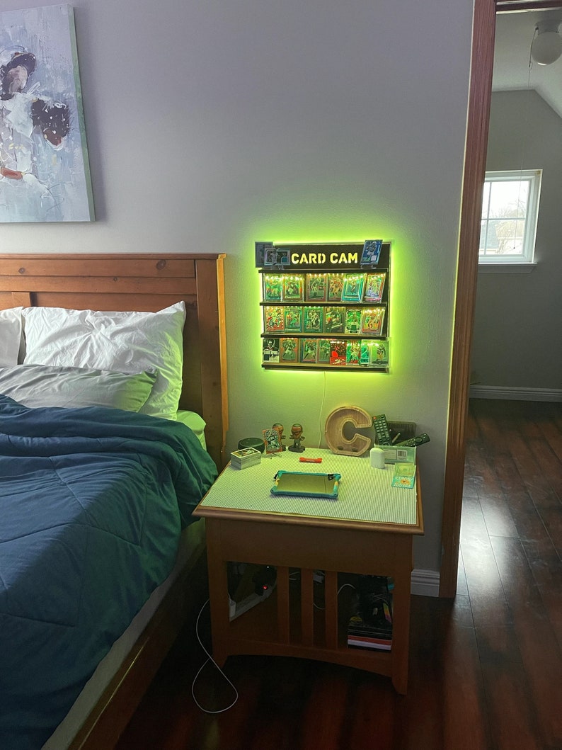 Sports card display wall shelf,Card led display stand,Display shelf lighted,Led display shelf,Trading card display shelf,Sports card storage image 5