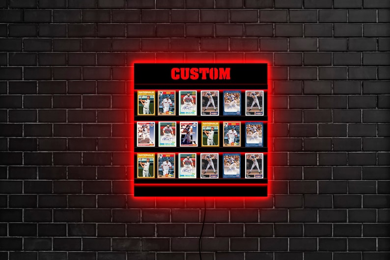 Sports card display wall shelf,Card led display stand,Display shelf lighted,Led display shelf,Trading card display shelf,Sports card storage image 3