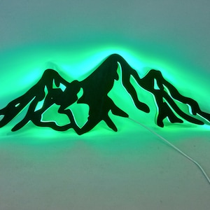 Mountain wall art light up, Mountain night light, Led mountain, Mountains neon sign, Mountain wall art with light, Mountain led neon sign