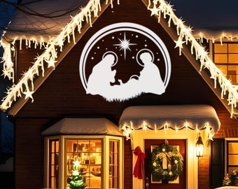 Weihnachtskrippe projektor leuchten, Weihnachtsszene licht, projektorlampe, außen krippe, strahler projektor und licht