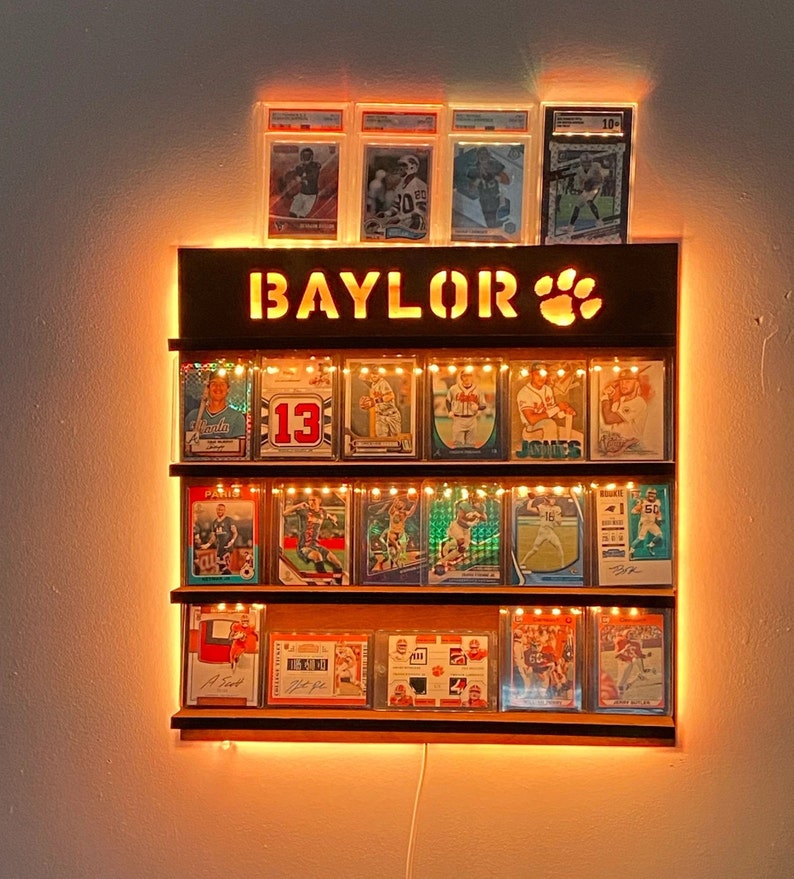 Sports card display wall shelf,Card led display stand,Display shelf lighted,Led display shelf,Trading card display shelf,Sports card storage image 4
