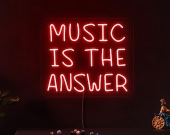 Music is the answer led sign, Music room neon sign, Music neon sign, Music lover gift, Quote neon sign, Music room decor, Music art decor