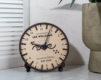 Doctor clock, Retired doctor clock, Retiring gift, Retirement clock for men, Custom Engraved table clock, Table clock wood