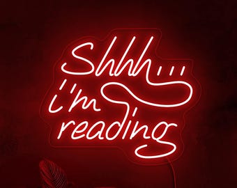 Shhh i'm reading neon sign, Book room neon sign, Reading neon sign, Library neon sign, Bookish neon sign, Library decor, Bookish art decor