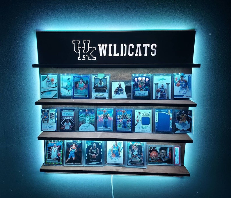 Sports card display wall shelf,Card led display stand,Display shelf lighted,Led display shelf,Trading card display shelf,Sports card storage image 2