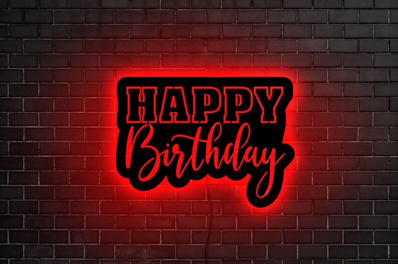 Happy Birthday Neon Sign Happy Birthday Neon Lights Happy Etsy