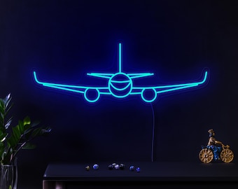 Airplane neon sign, Aviation neon sign, Aircraft led sign, Gift for pilot, Kids room neon sign, Aviation lover gift, Airplane wall art decor