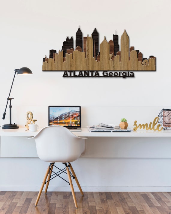 Atlanta georgia skyline wood,Atlanta skyline wall art,Atlanta skyline wall decor,Atlanta wood sign,Atlanta wall art,Atlanta wall decor