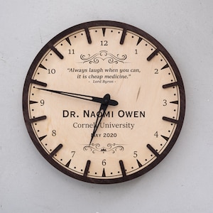Personalized Doctor Clock, Custom Doctor Name Clock, Custom doctor gift, Doctor wood gifts, Doctor watch, Engraved wood clock