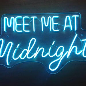 Meet me at midnight neon sign, Dreamy neon sign, Romantic neon sign, Neon sign bedroom decor, Midnight wall art decor, Dreamy wall art decor image 4