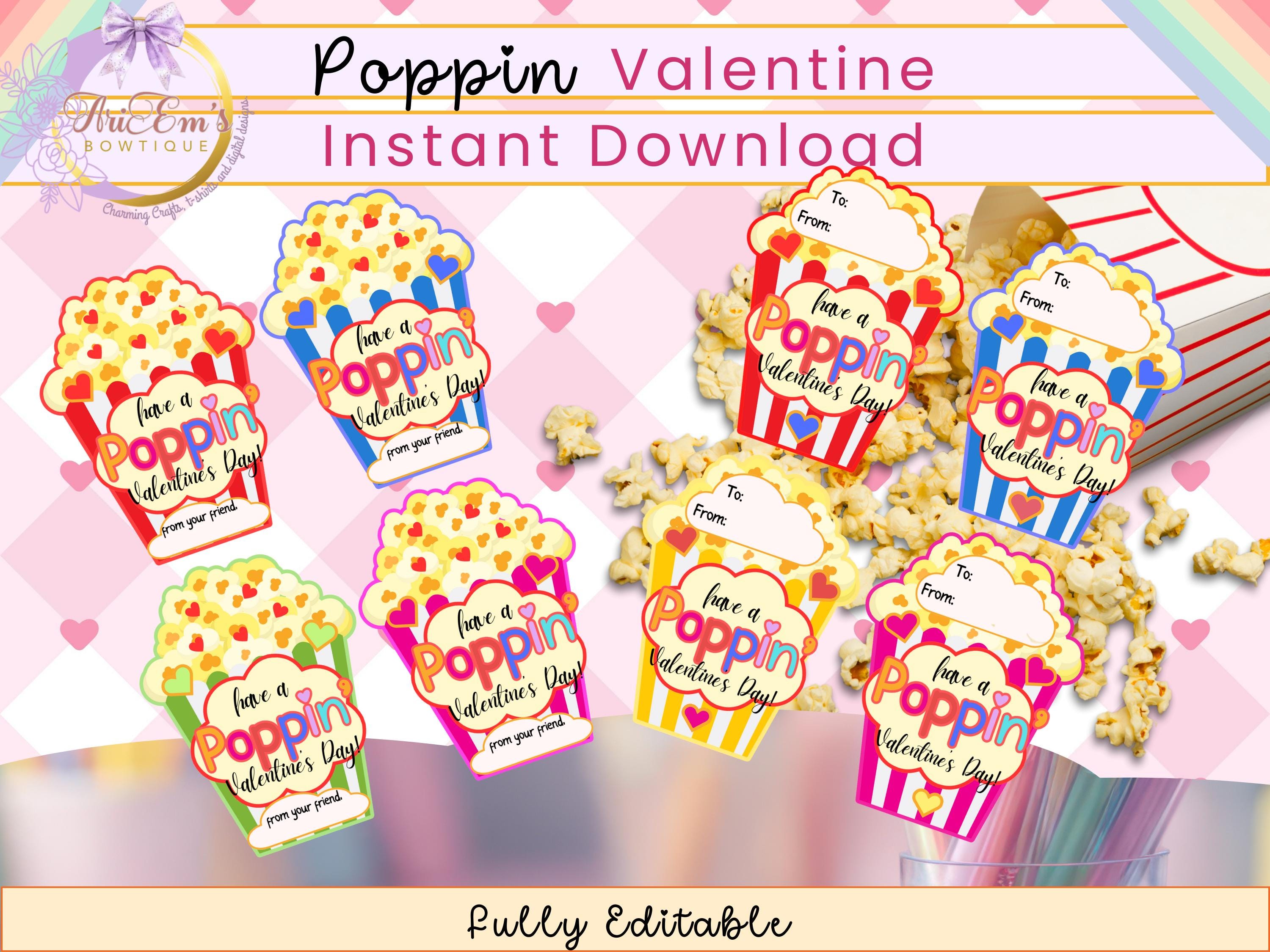 Popcorn Valentine Printable Canva Template |classroom Poppin Cards ...