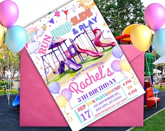 Playground Birthday Invitation: Editable Girl's Park Party (Digital Download)