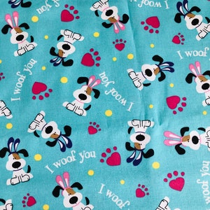 Valentine’s Day Dog Fabric Quarter - Gingham Hearts & Clover Puppy Print Fat Quarters for St. Patrick’s Easter Crafts