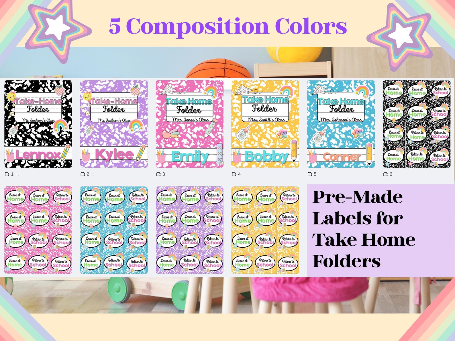 Editable Composition Notebook Folder Covers | Classroom Organization ...