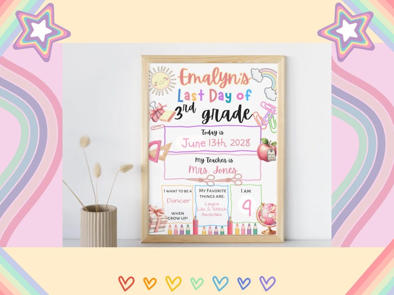 First Day of School Sign: Editable Photo Prop, Reusable Canva Template ...