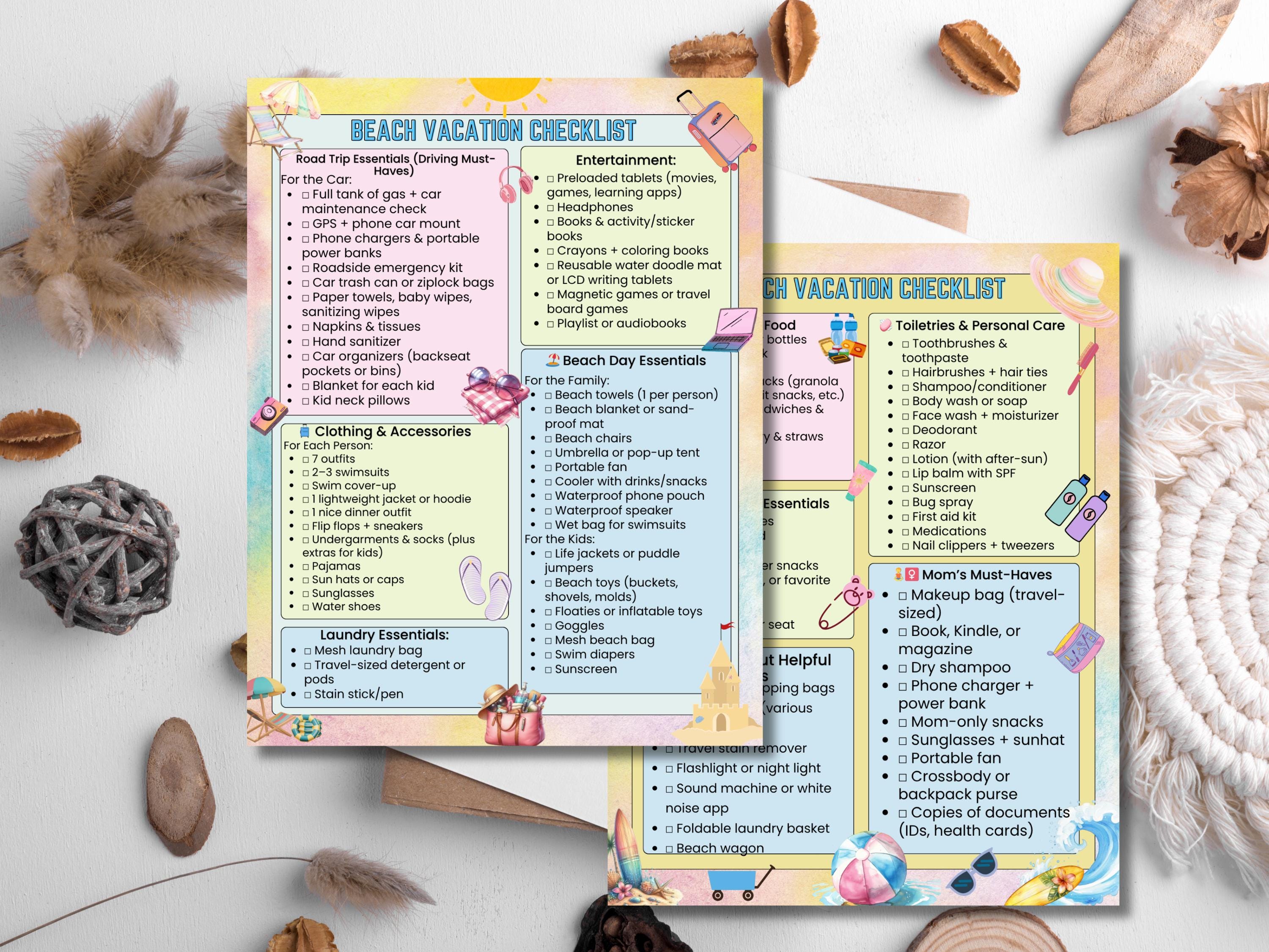 Beach Packing List: Editable Vacation Checklist, Travel Planner (PDF ...