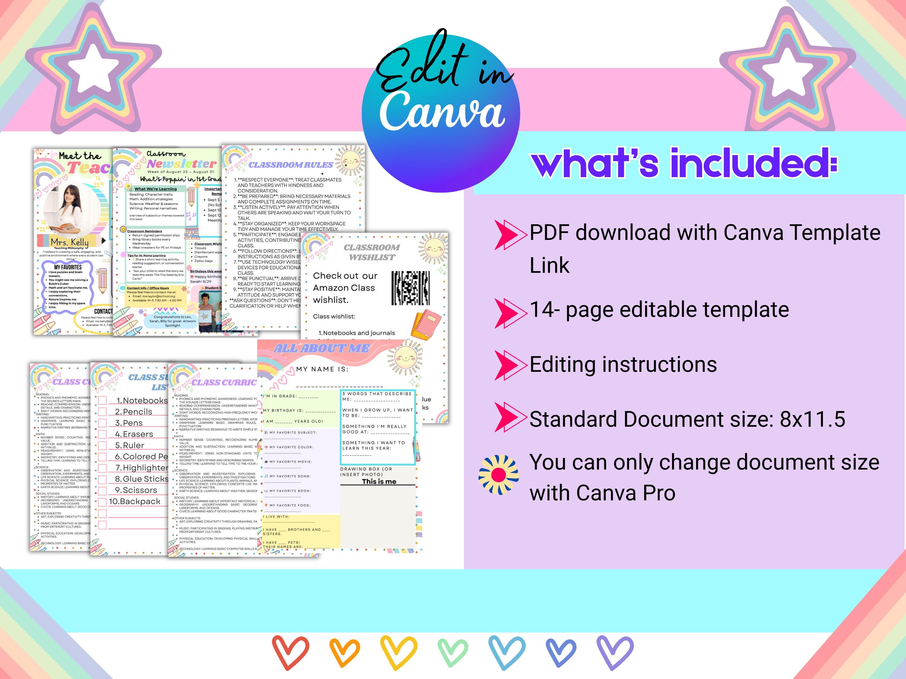 Editable Open House Teacher Template Bundle: Meet the Teacher ...