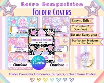 Retro Groovy Binder Covers: Editable Canva Templates (Digital Download)