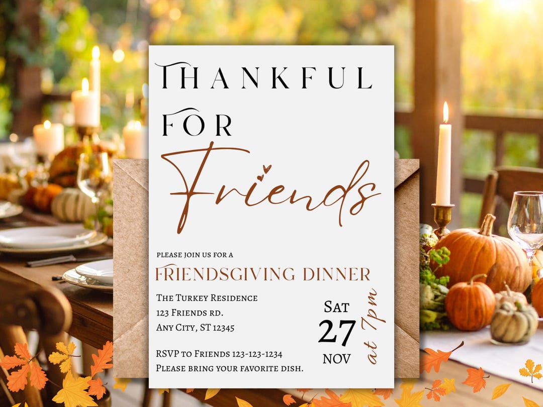 Simple Dinner Invite Simple Minimalist Friendsgiving Dinner Invitation | Thanksgiving Party ...