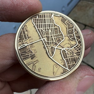 Mehrschichtiges Münzdesign der NYC New York Street Map für die Faserlasergravur