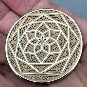 Snowflake motif multi-layer coin design for Fiber Laser engraving