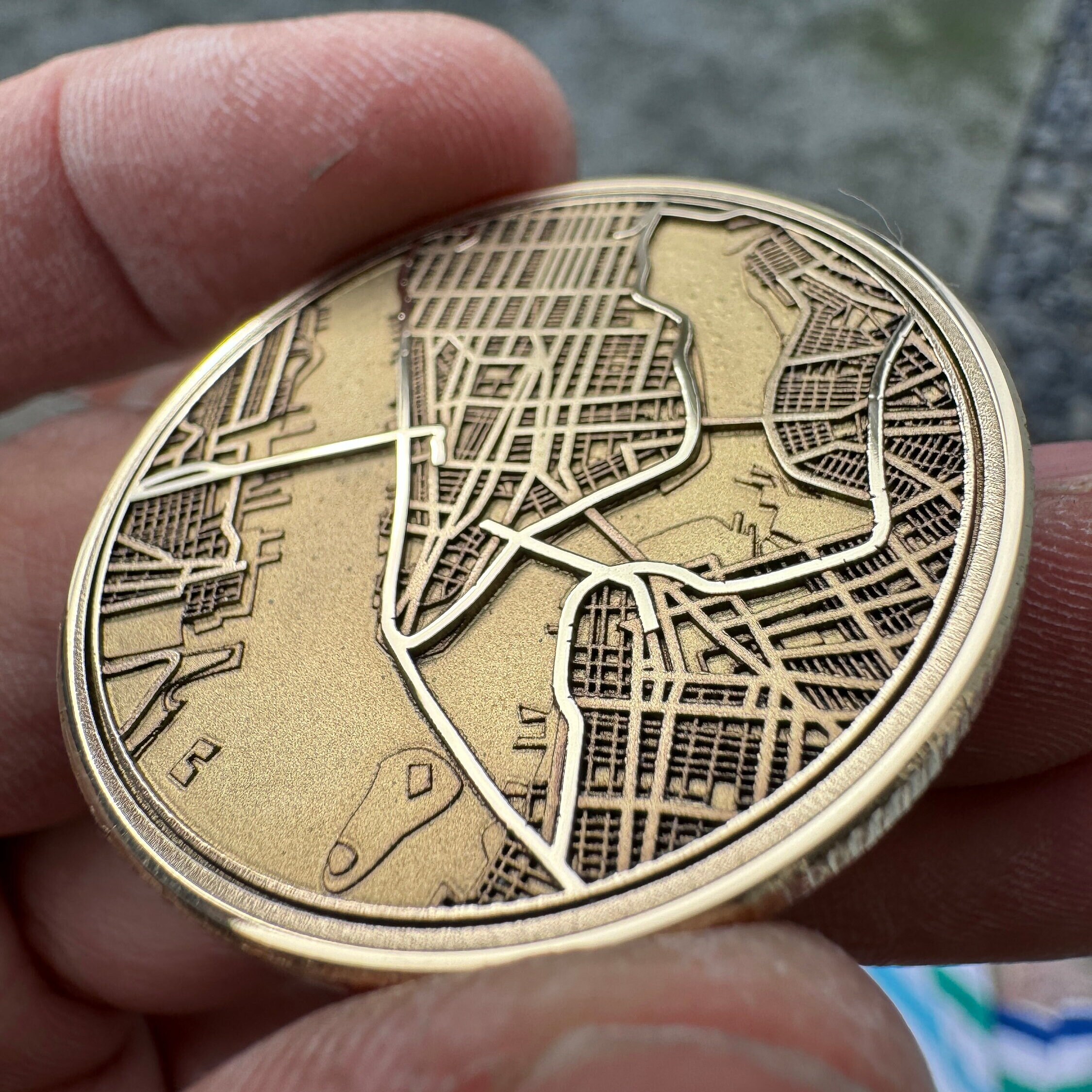 NYC New York Street Map Multi-layer Coin Design for Fiber Laser ...