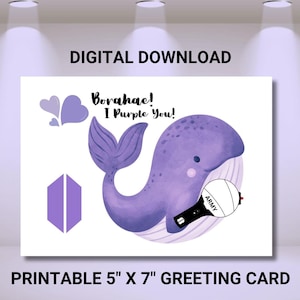 Druckbare BTS Army Valentinstag Karte, Borahe, Kpop, Bangtan, sofortiger digitaler Download, K-Pop Fan, Druck zu Hause, Valentine, V Day, V-Day