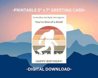 Carte d'anniversaire Bigfoot pour papa, légende du Yéti Sasquatch (téléchargement numérique)