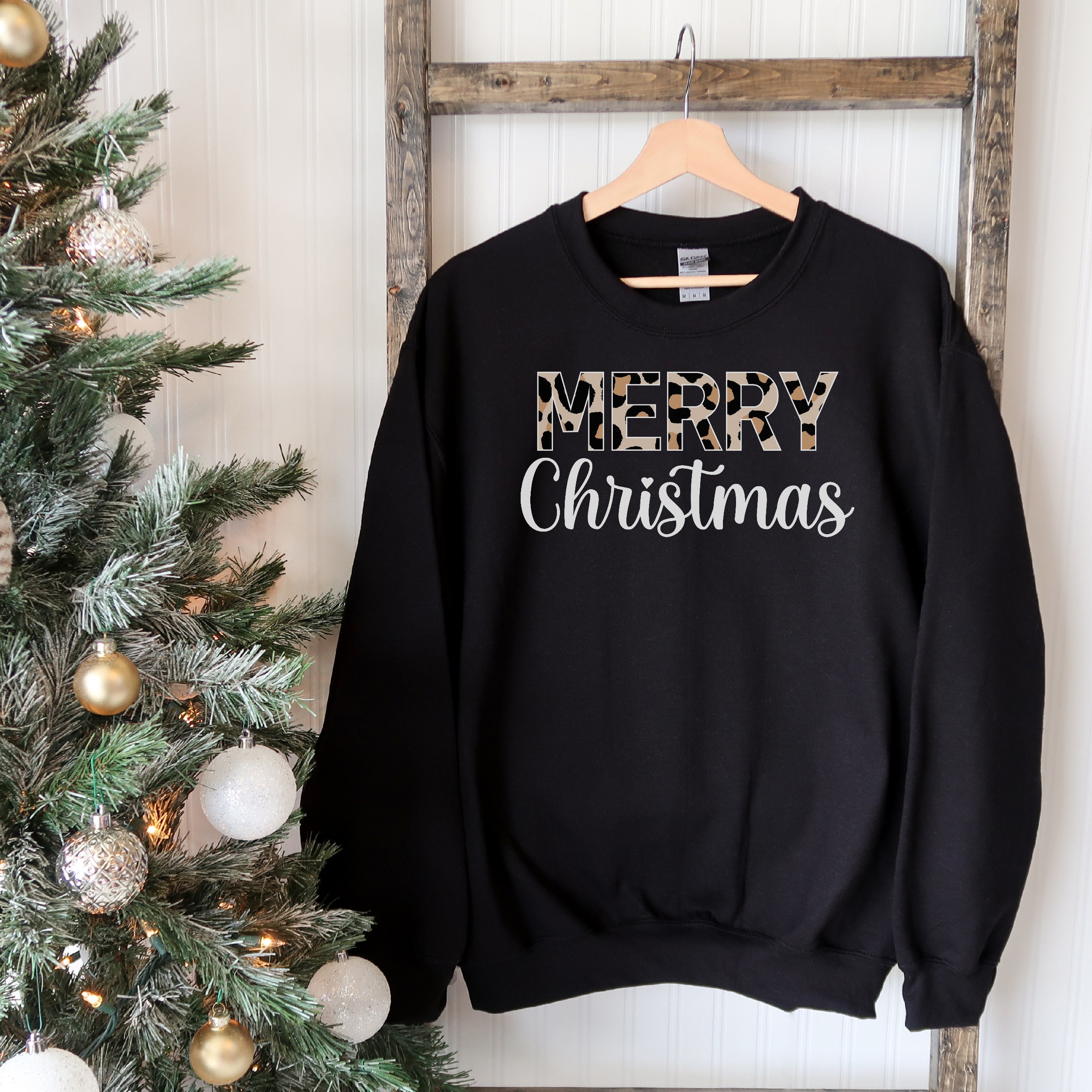 fromtheatticprints Funny Christmas Sweater, Ugly Christmas Sweater, Leopard Print, Funny Christmas Shirt, Ugly Sweater, Christmas Pajama Top, Merry Christmas