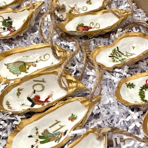 12 Days of Christmas Oyster Shell Ornament Set