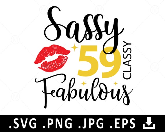 59 Years Old SVG Birthday Gift for Women SVG Funny Birthday | Etsy